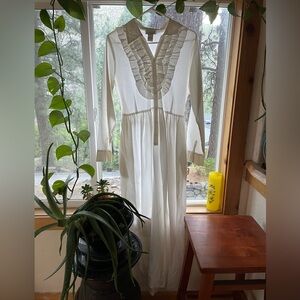 Vintage White Maxi Prairie Dress, size L